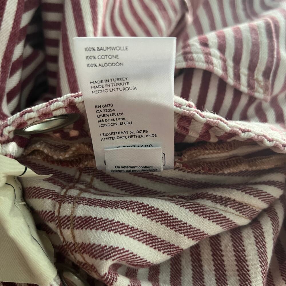 NWT FLAW We The Free Moxie Railroad Stripe Barrel Jeans | Red Berry | Size 30 - Picture 9 of 9